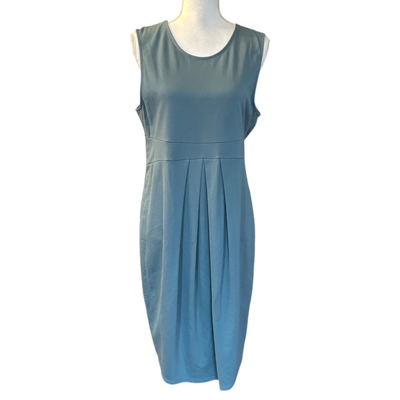 La Clef Sleeveless Fitted Career Maternity Dress Women’s SZ XL Blue Baby Bump - Picture 3 of 8